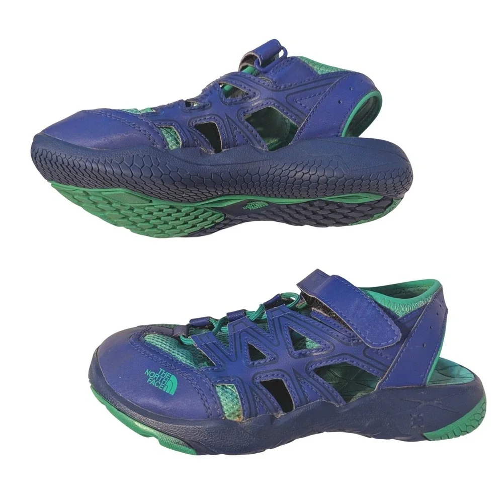 The North Face Kids Youth Size 4 Hedgehog Sandal II Water Shoes Blue Green